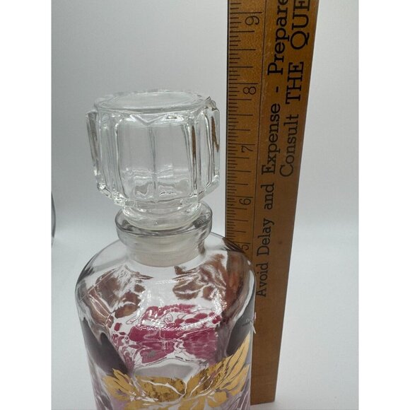 VTG French Luminarc Gold & Red Grape/Leaf Design Cordial Glass & Decanter Set - Picture 16 of 16